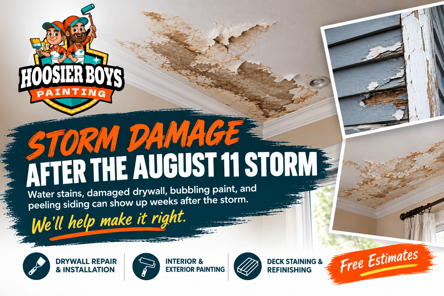 Storm-Damaged Drywall and Interior Painting in Valparaiso, Chesterton, Portage and Hobart