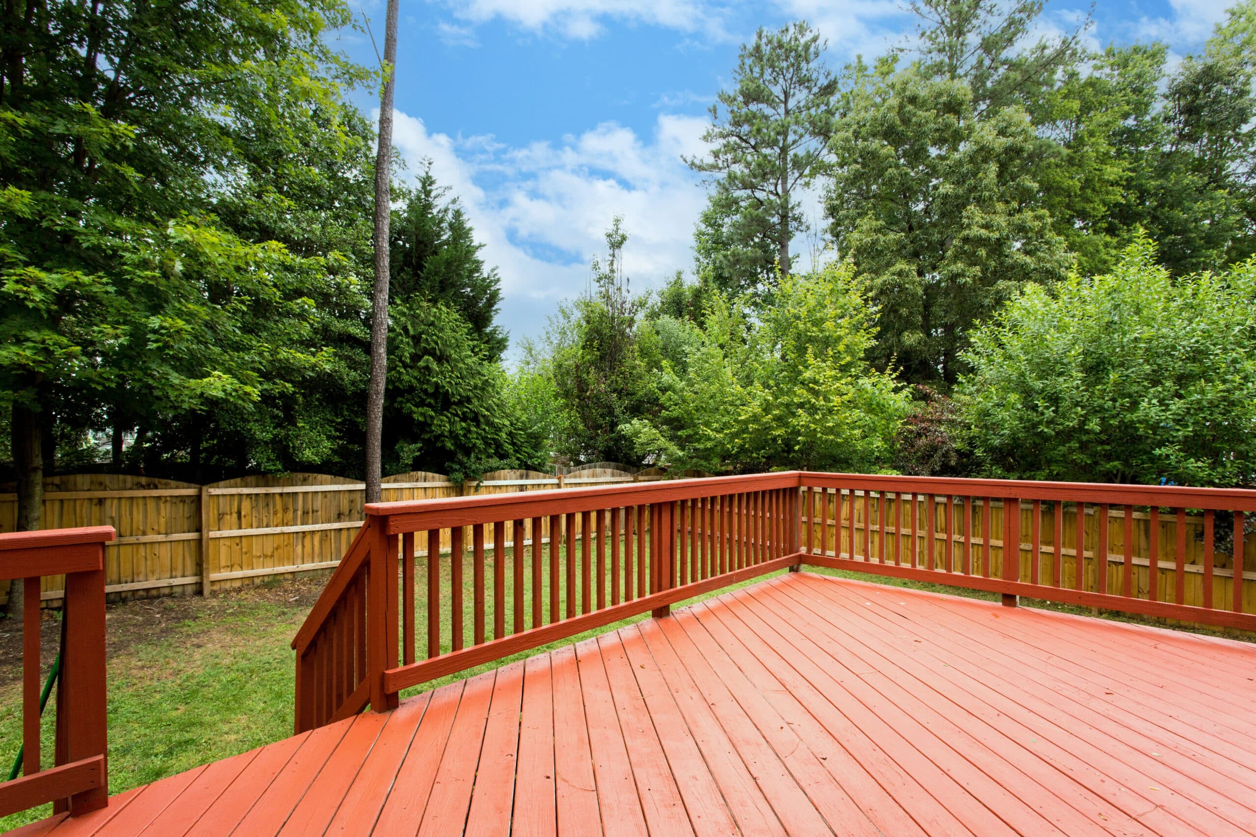 Freshly stained backyard deck in Valparaiso, Indiana