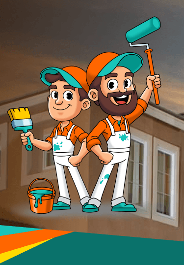 Hoosier Boys Painting mascots in front of a home